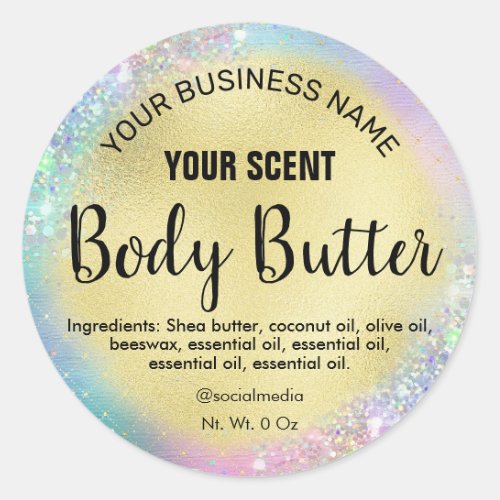 Body Butter Unicorn Faux Gold Foil Labels