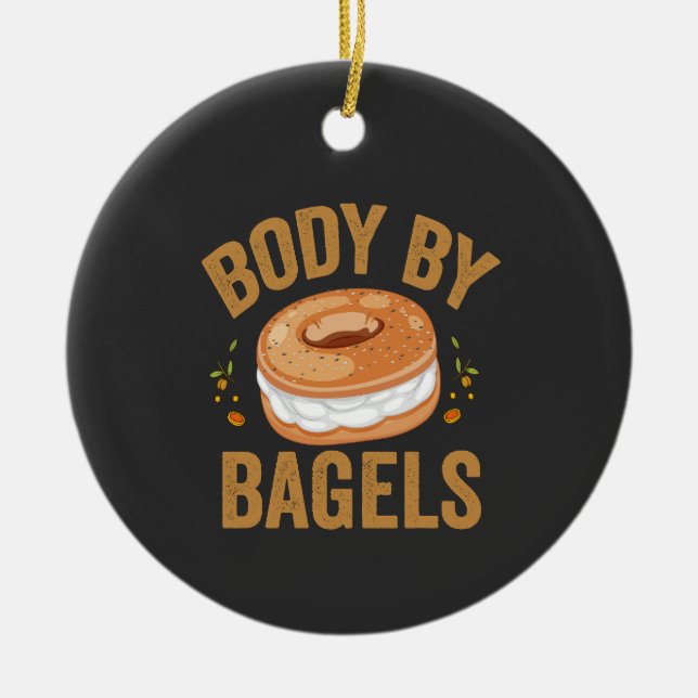 Body By Bagels Funny Jewish Hanukkah Donut Gift Ceramic Ornament (Front)