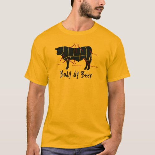 Body by Beef Funny  Beef Cuts Butcher Chart T_Shirt