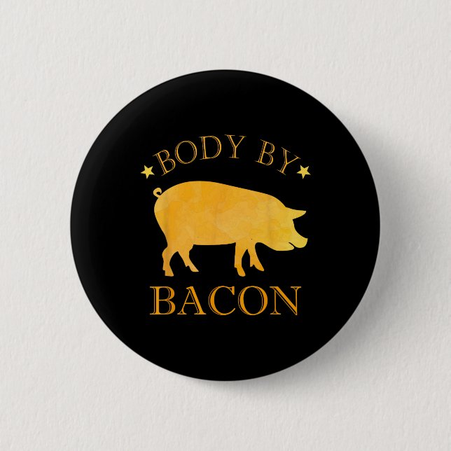 Body By Bycon Bbq Grilling Ham Loving Men's Funny  Button (Front)