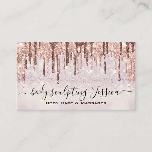 Body Care Beauty Salon QRCode Logo Glitter Effect Business Card