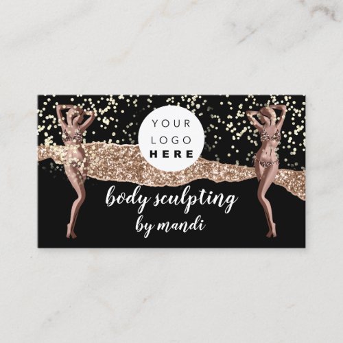 Body Care Fashion Logo QR Code Bikini Black Business Card