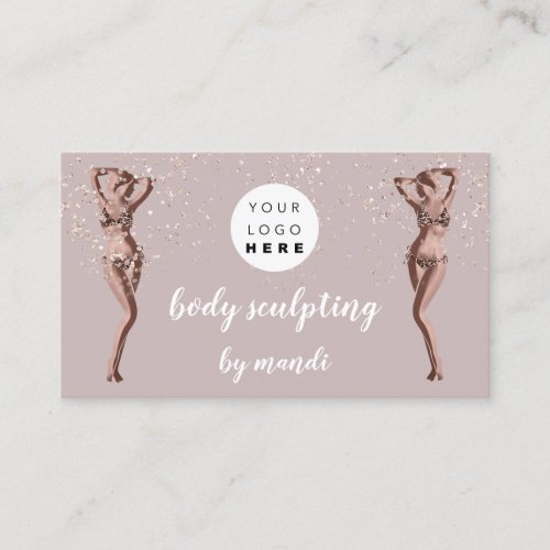 Body Care Fashion Logo QR Code Bikini Rose Business Card