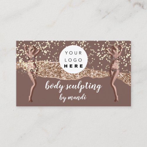 Body Care Fashion Logo QR Code Rose Glitter Bikini Business Card