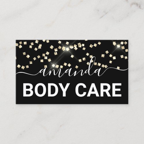 Body Care Makeup Logo Black Gold Confetti Business Card