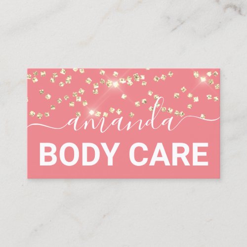 Body Care Makeup Logo Blush Gold Confetti  Business Card