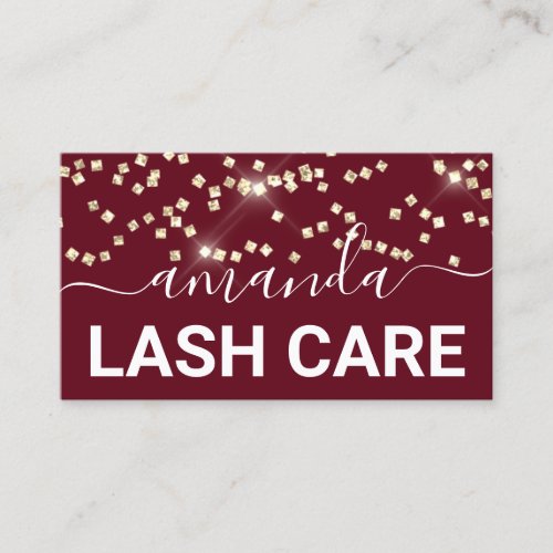 Body Care Makeup Logo Gold Confetti Burgundy Business Card