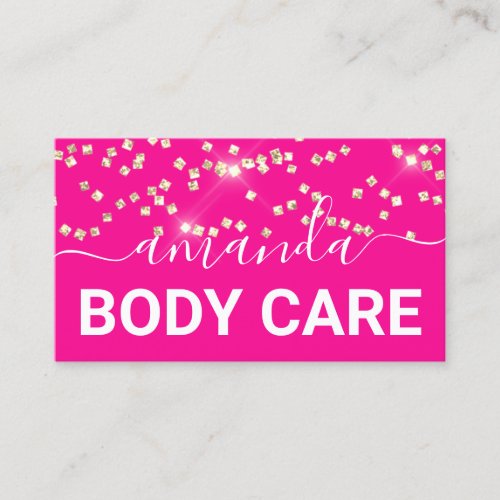Body Care Makeup Logo Pink Gold Confetti  Business Card