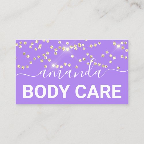 Body Care Makeup Logo Purple Gold Confetti Business Card