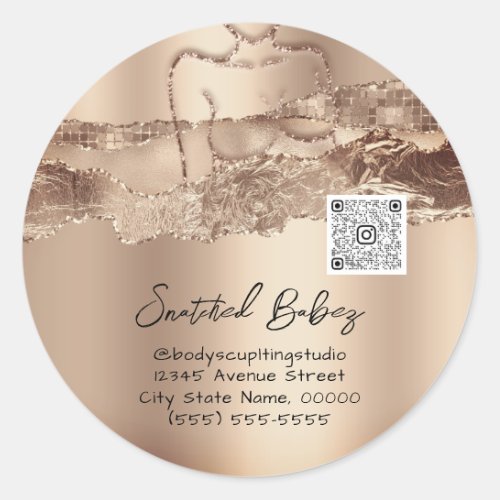 Body Care Sculpting Cosmetic Logo QR Small Busines Classic Round Sticker