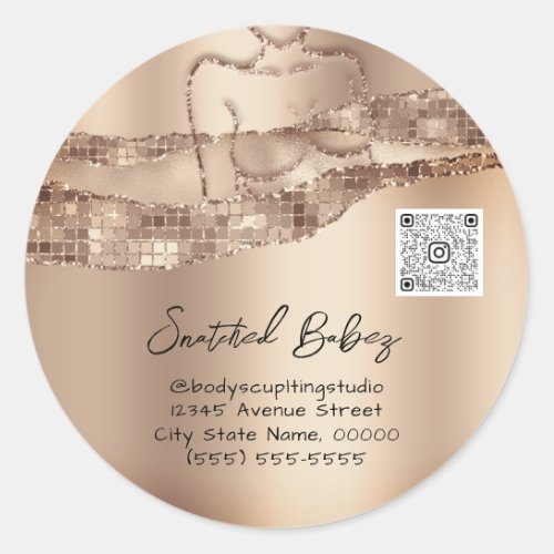 Body Care Sculpting Cosmetics Logo QR Packaging  Classic Round Sticker