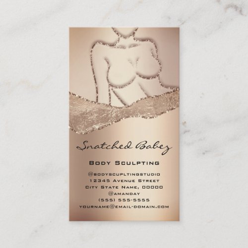 Body Care Sculpting Logo QR Code Glitter Rose  Business Card