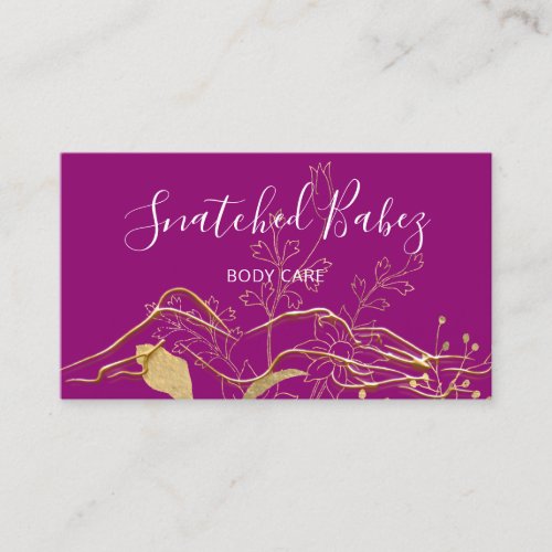 Body Care Sculpting QRCODE Berry Purple Flowers   Business Card