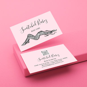 Body Care Sculpting QRCODE Black Silver Gray Business Card