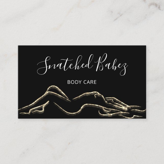 Body Care Sculpting QRCODE Gold Black White Business Card (Front)