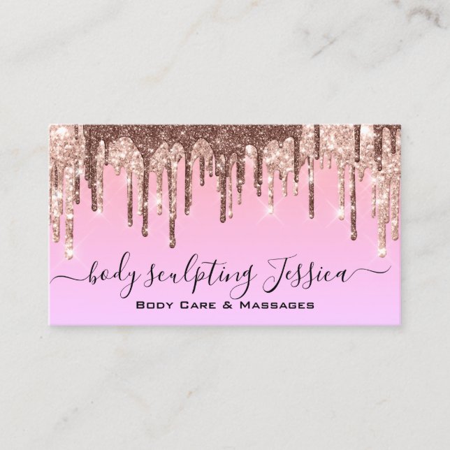 Body Care Sculpting QRCode Logo Light Pink Business Card (Front)