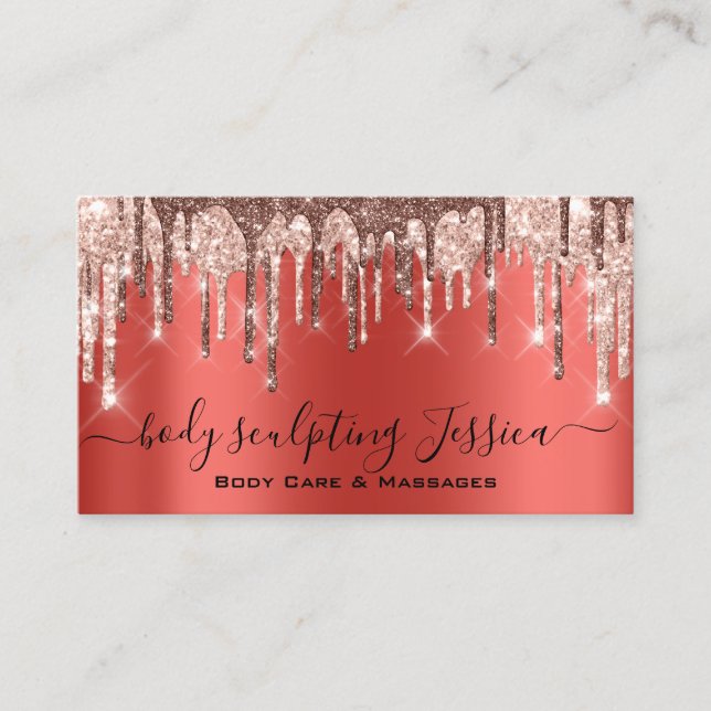 Body Care Sculpting QRCode Logo Red Business Card (Front)