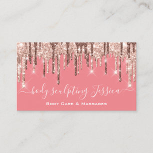 Body Care Sculpting QRCode Logo Rose Glitter Skin  Business Card