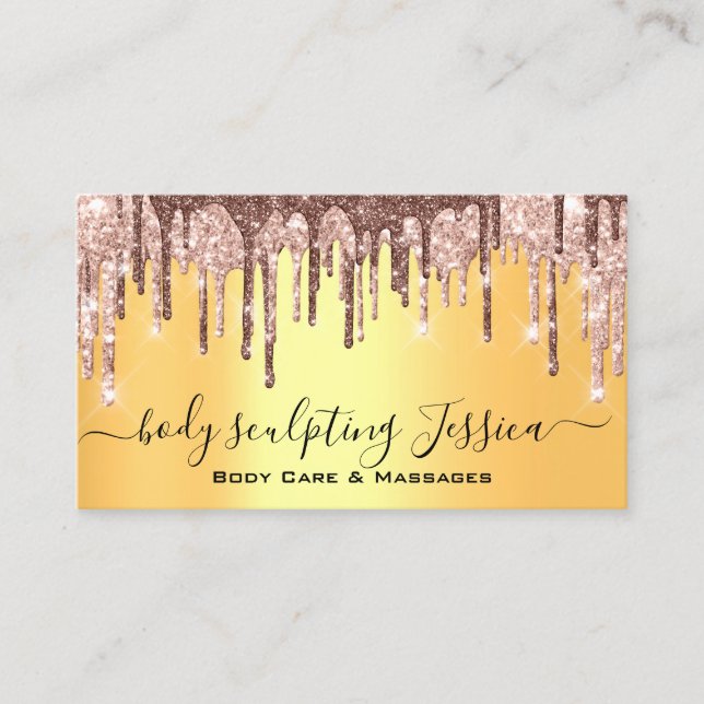 Body Care Sculpting QRCode Logo yellow Business Card (Front)