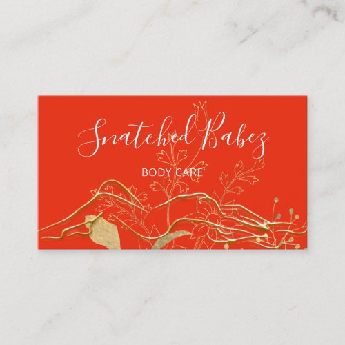 Body Care Sculpting QRCODE Orange Gold Flowers    Business Card