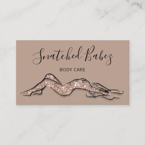 Body Care Sculpting QRCODE Rose Glitter Brown Business Card