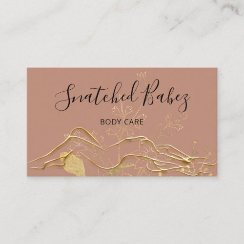 Body Care Sculpting QRCODE Rose Gold Flowers Brown Business Card