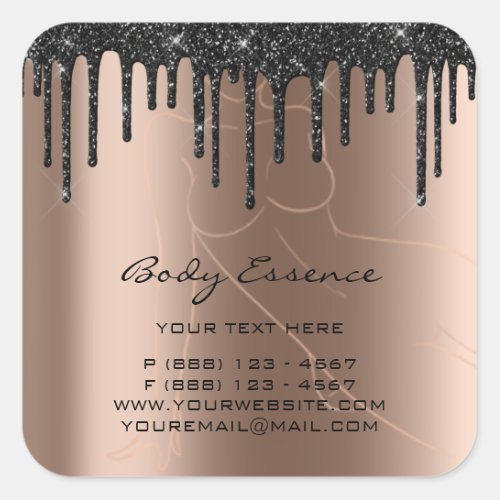 Body Care Shaping Soap Balm Cosmetic Rose Black Square Sticker