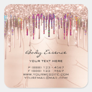 Body Care Shaping Soap Balm Cosmetic Rose Glitter Square Sticker