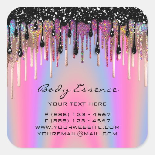 Body Care Soap Balm Cosmetic Shop Holograph Drips Square Sticker