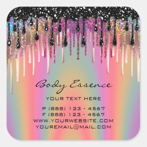 Body Care Soap Balm Cosmetic Shop Holograph Ombre Square Sticker