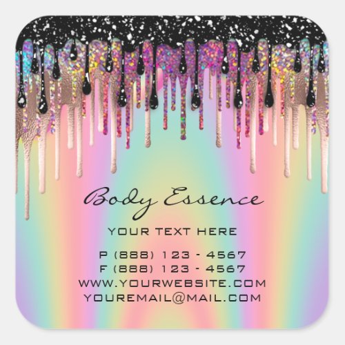 Body Care Soap Balm Cosmetic Shop Holographic Rose Square Sticker