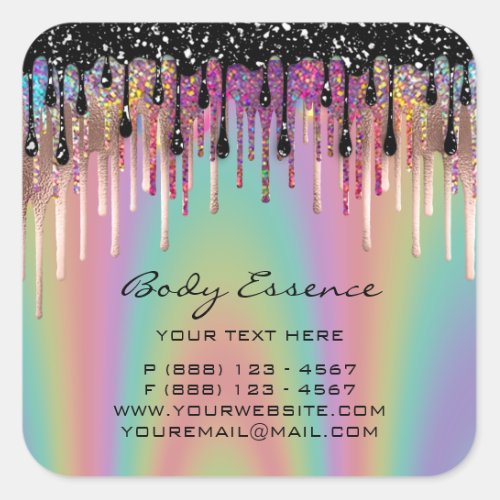 Body Care Soap Balm Cosmetic Shop Holographic Rose Square Sticker