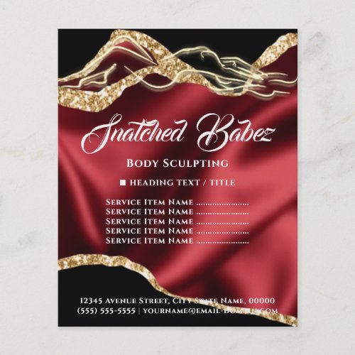 Body Care SPA Sculpting Logo Gold Price List Red  Flyer