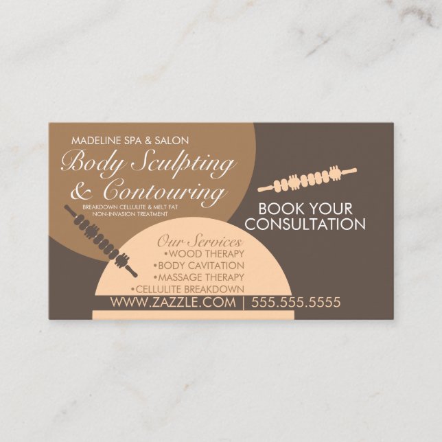 Body Contouring Body Sculpting Massage  Earthy Business Card (Front)