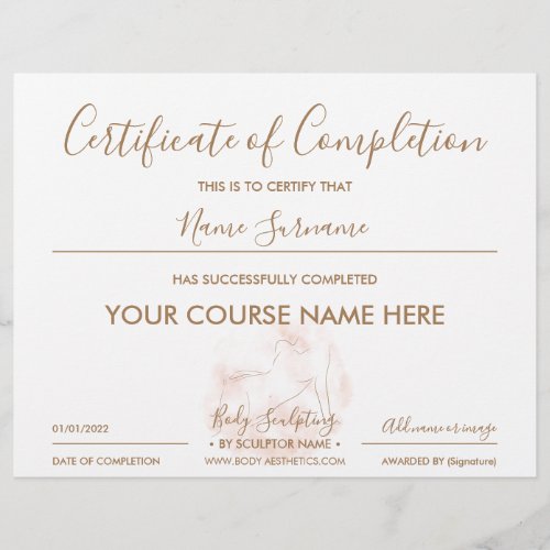Body Contouring Spa certificate of completion