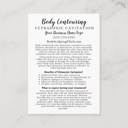 Body Contouring Ultrasonic Cavitation Information Business Card