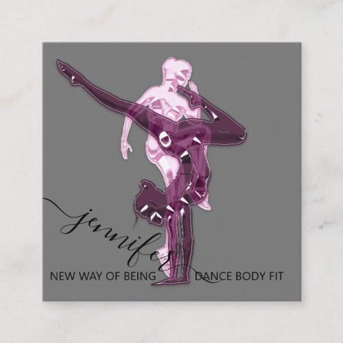 Body Fitness Dance Couch QRCODE Logo Black Pink Square Business Card