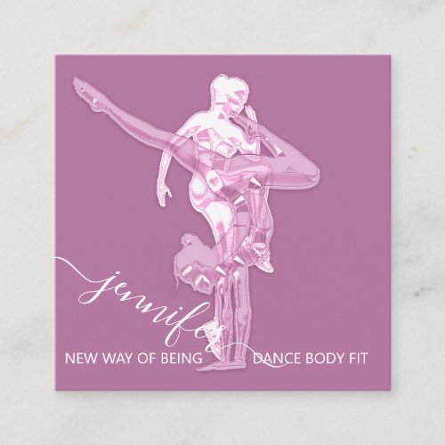 Body Fitness Dance Couch QRCODE Logo Pink Pastel Square Business Card