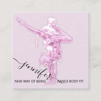 Body Fitness Dance Couch Qrcode Logo Pink Powder Square Business Card by luxury_luxury at Zazzle