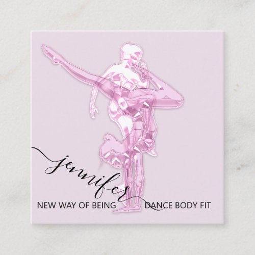 Body Fitness Dance Couch QRCODE Logo Pink Powder Square Business Card