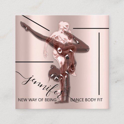 Body Fitness Dance Couch QRCODE Logo Sport RoseLux Square Business Card