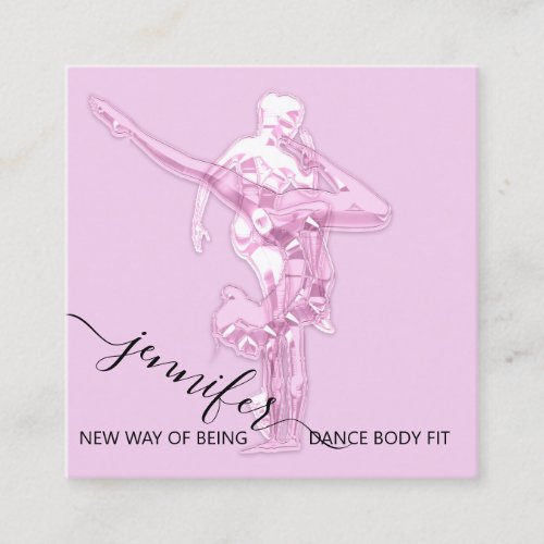 Body Fitness Dance Couch QRCODE Logo Unique Pink Square Business Card