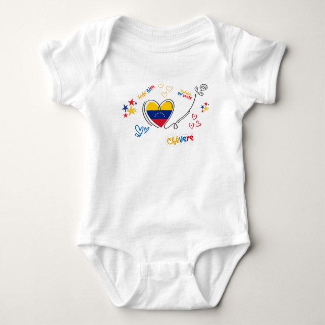 Body for Baby Venezuela - Heart with Flag Baby Bodysuit (Front)