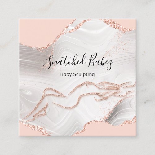 Body Logo Massage Sculpting Marble Glitter QRCODE  Square Business Card