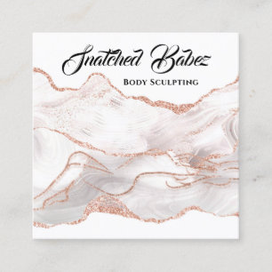 Body Logo Massage Sculpting Marble Rose QRCODE Sq Square Business Card