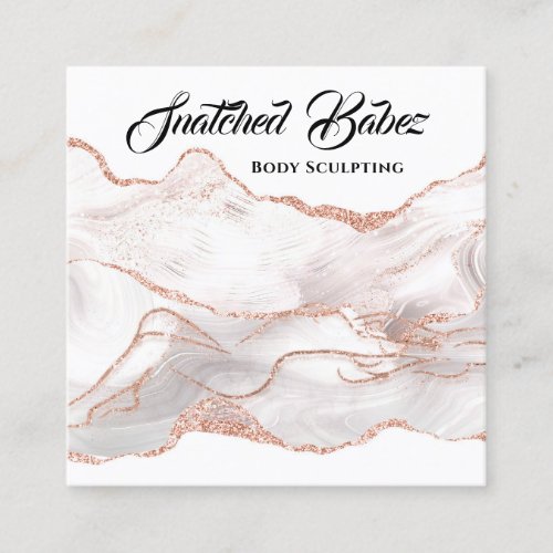 Body Logo Massage Sculpting Marble Rose QRCODE  Sq Square Business Card