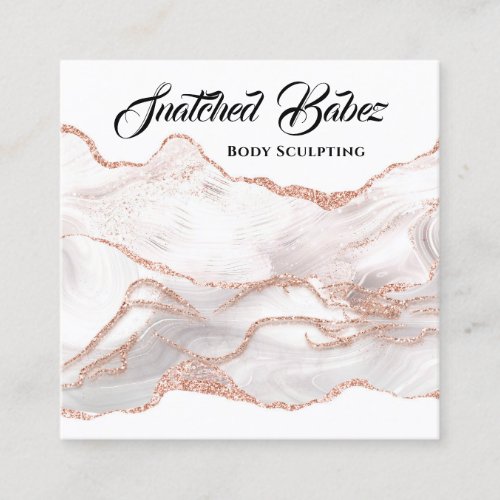 Body Logo Massage Sculpting Marble Rose QRCODE  Square Business Card