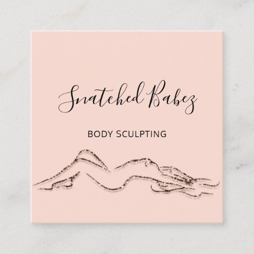 Body Logo Massage Sculpting QRCODE Rose Glitter Square Business Card