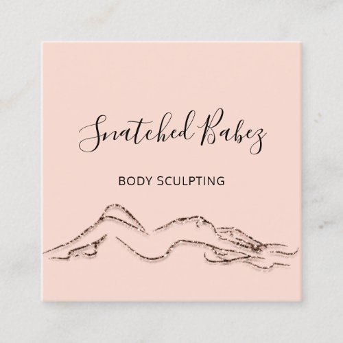 Body Logo Massage Sculpting QRCODE Rose Gold Square Business Card