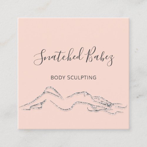 Body Logo Massage Sculpting QRCODE Rose Gray Square Business Card